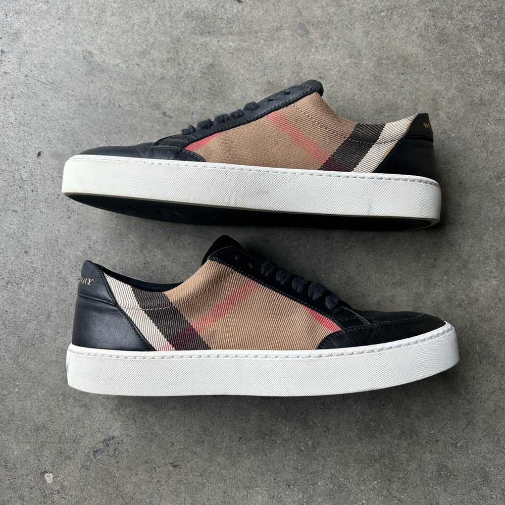 Burberry House Check Cotton and Leather Sneakers Size 37